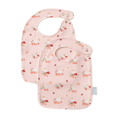 Jiggle & Giggle Baby Waddling Around Jersey Bib Cotton Muslin Pink 2 Pieces