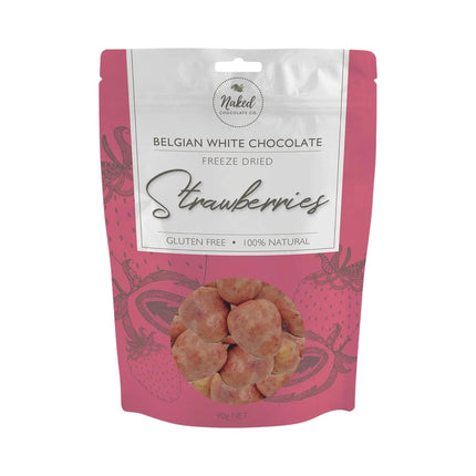 Naked Chocolate Co White Chocolate Freeze Dried Strawberries 90G