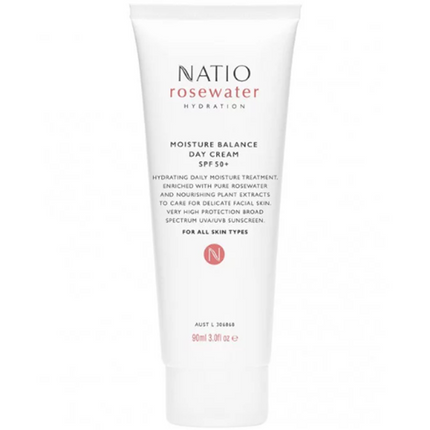 Natio Rosewater Hydration Moisture Balance Day Cream SPF50+ 90ml - OhYouLuckyDuck.com.au