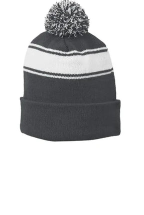 Fun Sportz Pom Pom Stripe Beanie Grey