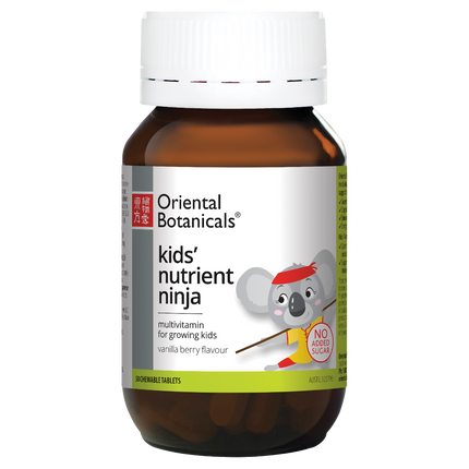 Oriental Botanicals Kids Nutrient Ninja Childrens Multivitamin for Growth and Immune Support 50 Chewable Tablets