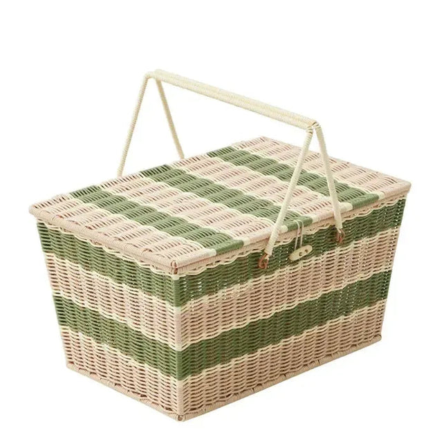 Ostuni Pp Woven Storage Basket Olive Home Organizer 45CM x 30CM x 25CM