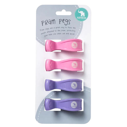 All4ella Pram Pegs 4 Pack Pastel Pink And Purple