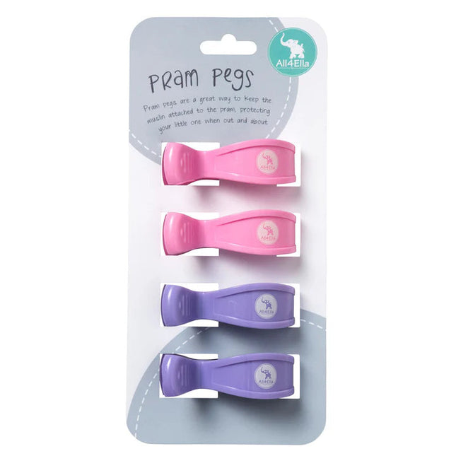 All4ella Pram Pegs 4 Pack Pastel Pink And Purple