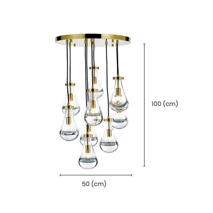 Rayne Collection - Round Cluster - W:50cm H:100cm- Brass Chandelier - OhYouLuckyDuck.com.au