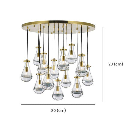 Rayne Collection - Round Cluster - W: 80cm H: 120cm - Brass Chandelier - OhYouLuckyDuck.com.au