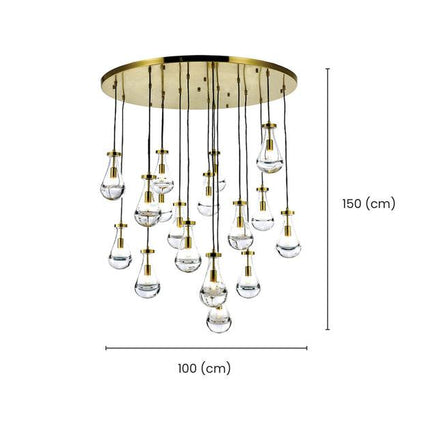 Rayne Collection - Round Cluster - W: 100cm H: 150cm - Brass Chandelier - OhYouLuckyDuck.com.au