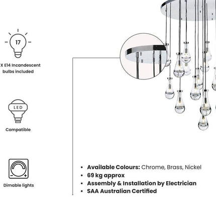 Rayne Collection - Round Cluster - W: 100cm H: 150cm - Chrome Chandelier - OhYouLuckyDuck.com.au