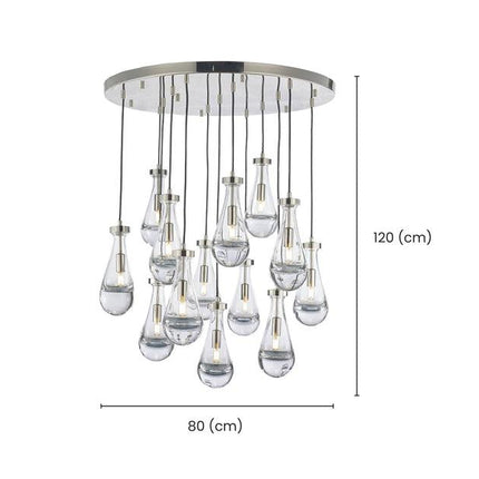 Rayne Collection - Round Cluster - W: 80cm H: 120cm - Polished Nickel Chandelier - OhYouLuckyDuck.com.au
