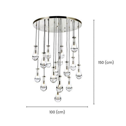 Rayne Collection - Round Cluster - W: 100cm H: 150cm - Polished Nickel Chandelier - OhYouLuckyDuck.com.au