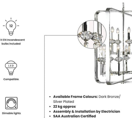 NewYork Allure - 12 Light - Silver Plated Chandelier