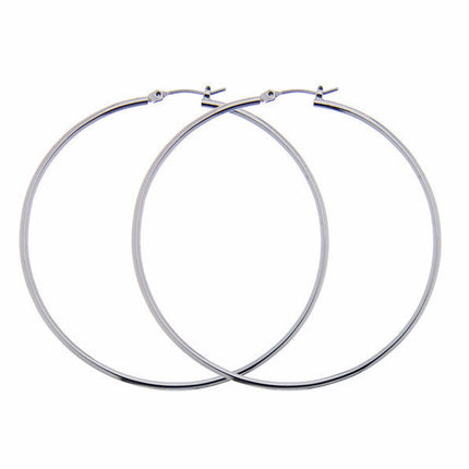 Rossan Rhodium Plated Classic Hoop Earrings 45MM