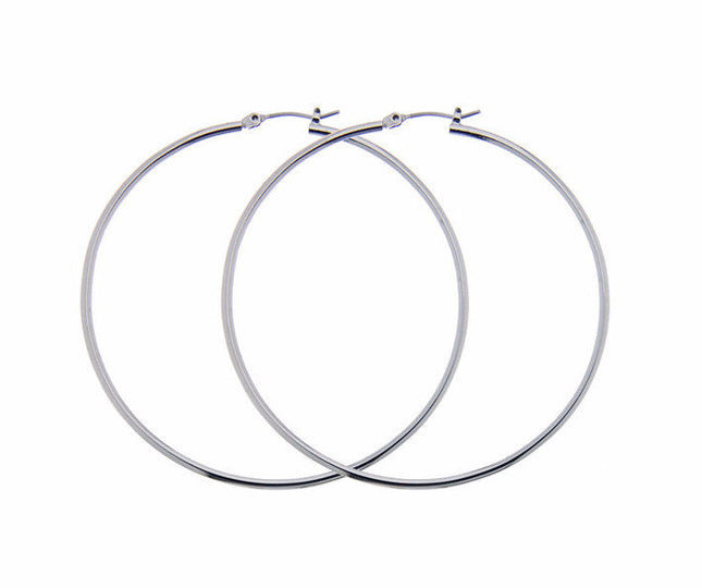 Rossan Rhodium Plated Classic Hoop Earrings 45MM