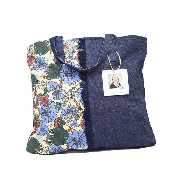 Kangaroo Gifts Denim Large Tote Bag With Screen Printed Panel 42 x 38CM