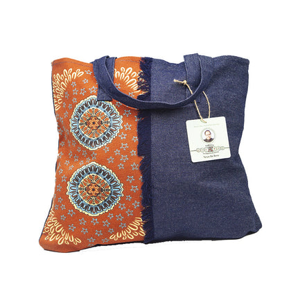 Kangaroo Gifts Denim Large Tote Bag With Screen Printed Panel 42 x 38CM