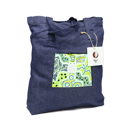 Kangaroo Gifts Denim Large Tote Bag With Screen Printed Panel 41 x 38 x 7CM