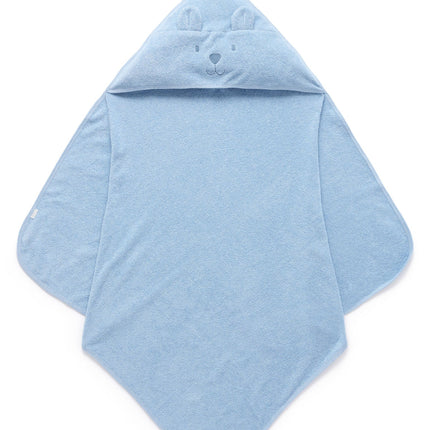 Purebaby Essentials Organic Cotton Hooded Towel for Baby in Blue 75CM x 75CM