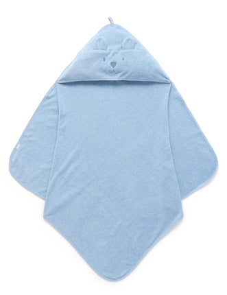 Purebaby Essentials Organic Cotton Hooded Towel for Baby in Blue 75CM x 75CM