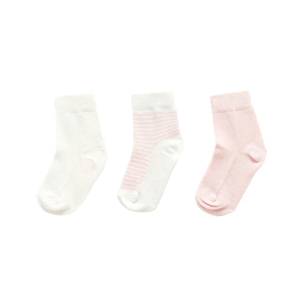 Purebaby Organic Cotton 3 Pack Socks in Pink