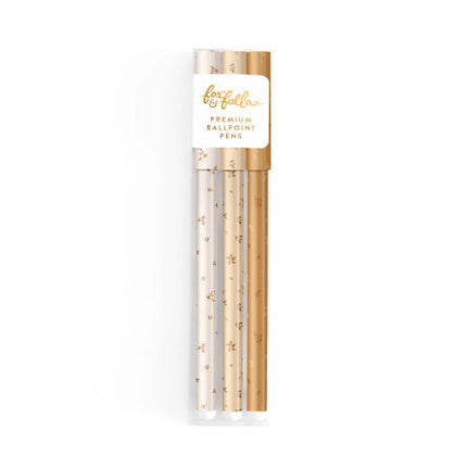 Fox & Fallow Broderie Mustard Ballpoint Pen Pack of 3