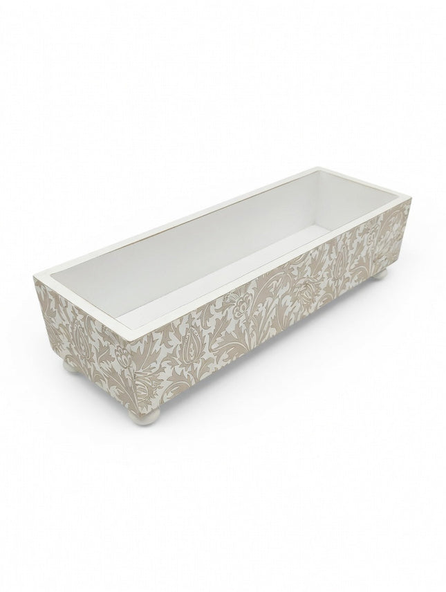 Elegant Gray Damask Rectangular Planter Box â€“ Vintage Style Decorative Organizer