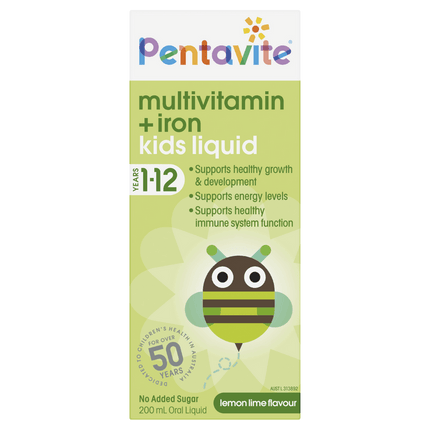 Pentavite Multivitamin + Iron Kids Liquid 200ML - OhYouLuckyDuck.com.au