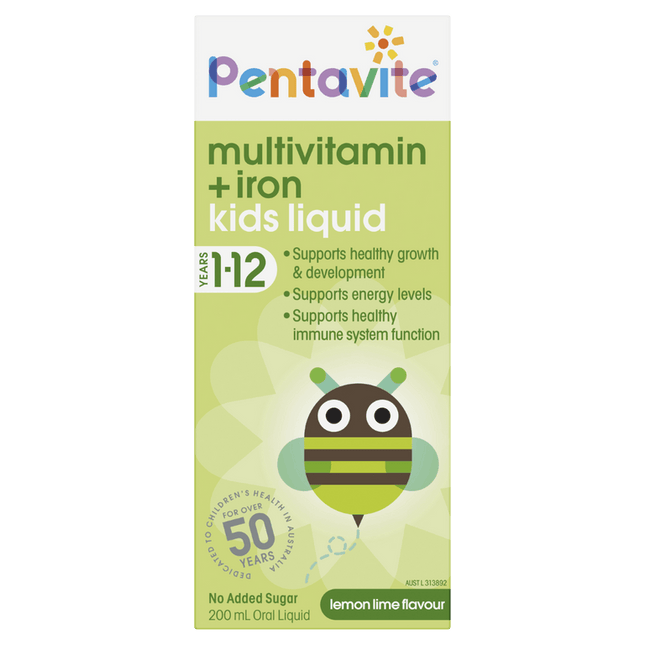 Pentavite Multivitamin + Iron Kids Liquid 200ML - OhYouLuckyDuck.com.au