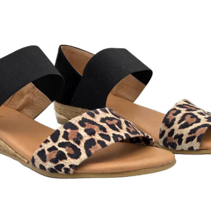 Pinaz 321 Black & Leopard Nubuck Sandals