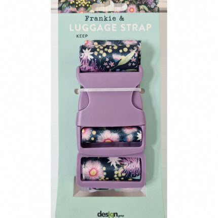 Frankie & Design Luggage Strap Floral Print with Purple Buckle