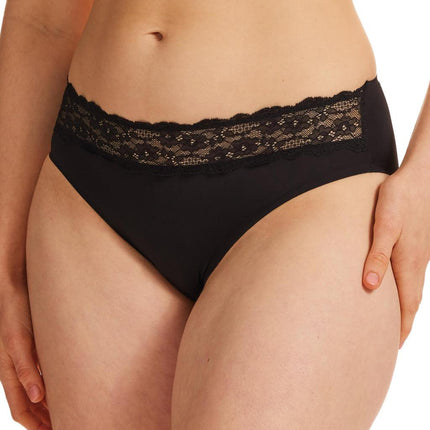 Kayser Recycled Microfibre & Recycled Lace High Cut Brief - Black - OhYouLuckyDuck.com.au