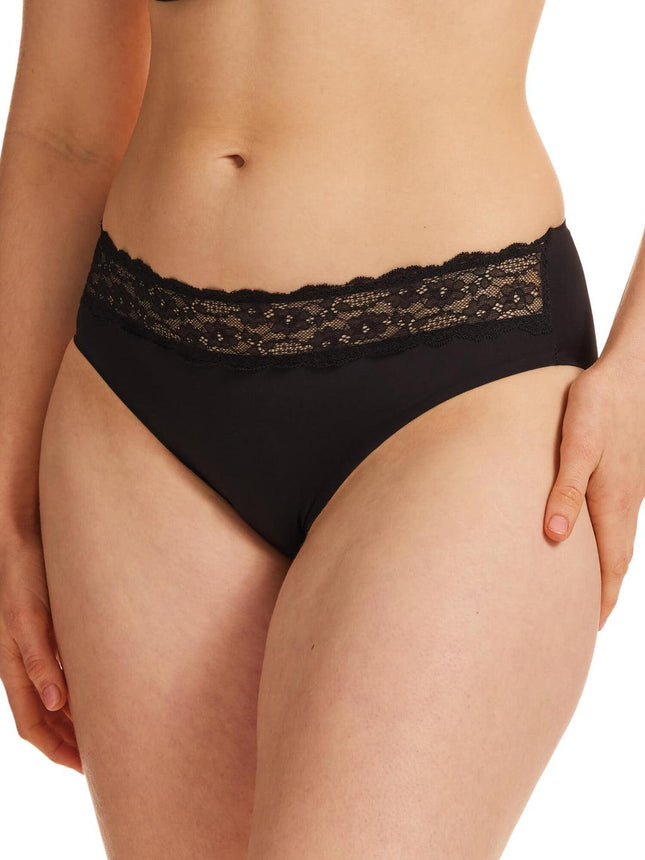 Kayser Recycled Microfibre & Recycled Lace High Cut Brief - Black - OhYouLuckyDuck.com.au