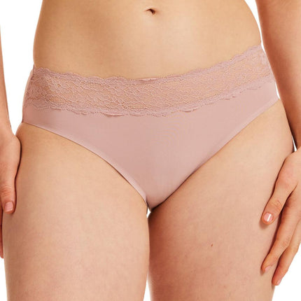 Kayser Recycled Microfibre & Recycled Lace High Cut Brief - Blush - OhYouLuckyDuck.com.au