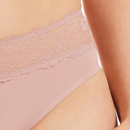 Kayser Recycled Microfibre & Recycled Lace High Cut Brief - Blush - OhYouLuckyDuck.com.au