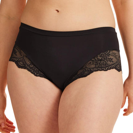 Kayser Recycled Microfibre & Recycled Lace Mid Rise Brief - Black - OhYouLuckyDuck.com.au