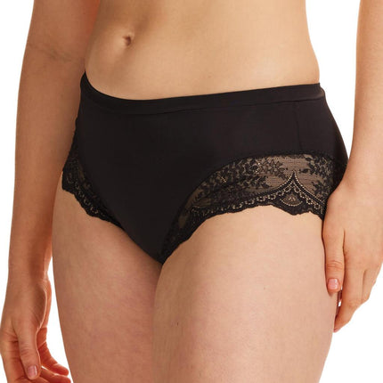 Kayser Recycled Microfibre & Recycled Lace Mid Rise Brief - Black - OhYouLuckyDuck.com.au