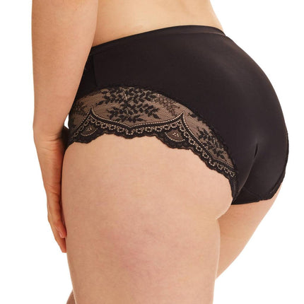 Kayser Recycled Microfibre & Recycled Lace Mid Rise Brief - Black - OhYouLuckyDuck.com.au