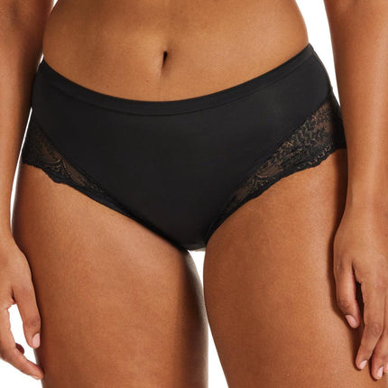 Kayser Recycled Microfibre & Recycled Lace Mid Rise Brief - Black - OhYouLuckyDuck.com.au