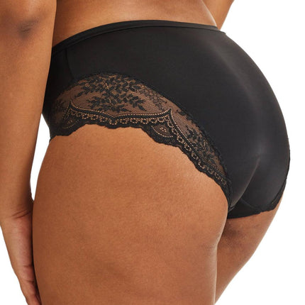 Kayser Recycled Microfibre & Recycled Lace Mid Rise Brief - Black - OhYouLuckyDuck.com.au