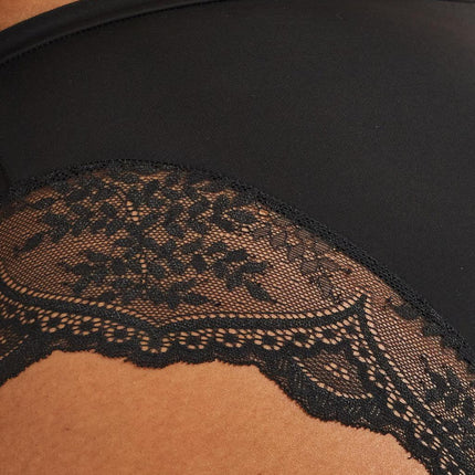 Kayser Recycled Microfibre & Recycled Lace Mid Rise Brief - Black - OhYouLuckyDuck.com.au