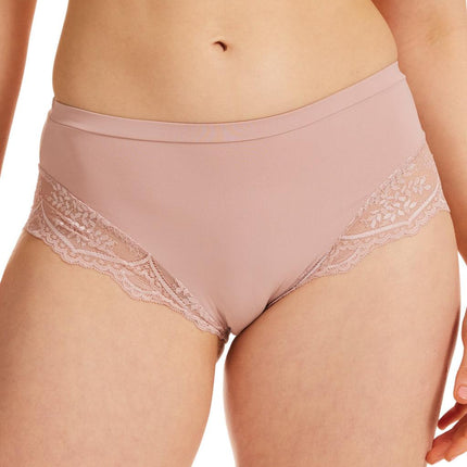 Kayser Recycled Microfibre & Recycled Lace Mid Rise Brief - Blush
