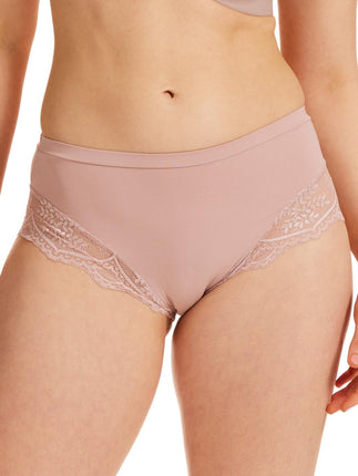 Kayser Recycled Microfibre & Recycled Lace Mid Rise Brief - Blush