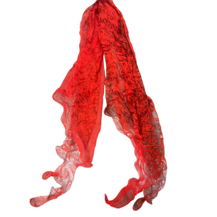 Branded Workwear Womens Long Fashion Scarf with Red Roses Floral Print