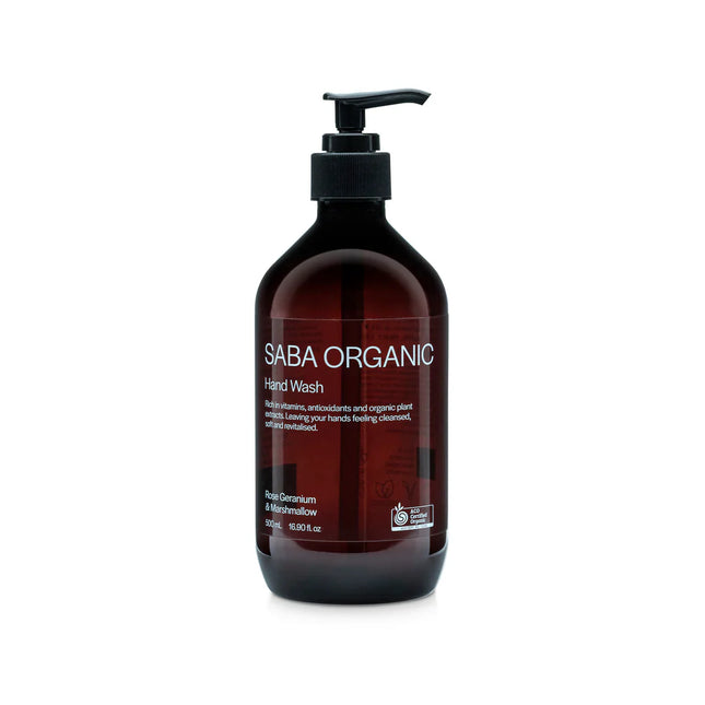 Saba Organics Hand Wash Bergamot Geranium and Peppermint 500ML