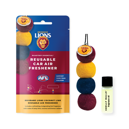 Smelly Balls Roadtrip Essential Brisbane Lions Afl Reusable Car Air Freshener