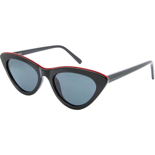 Black Ice Greta Polarised Cat Eye Sunglasses Women Xr7154 Black Smoke Red Metal Bridge