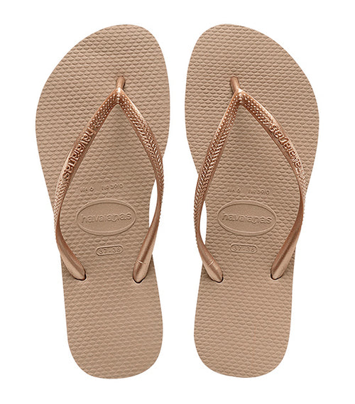Havaianas Slim Flip Flops in Pink and Rose Gold 35/36