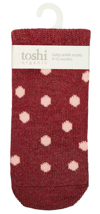 Toshi Jacquard Baby Socks Red with Dots 0 to 6 Months