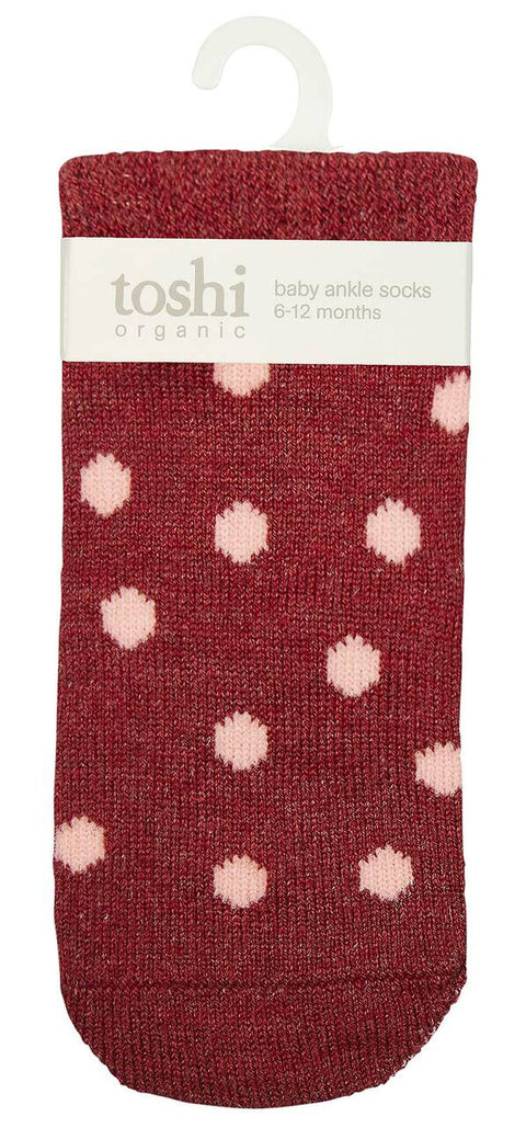Toshi Jacquard Baby Socks Red with Dots 0 to 6 Months