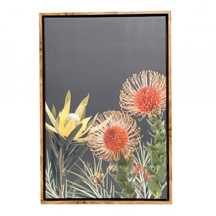 Splosh Flourish Dark Native Framed Canvas 44 x 64 cm