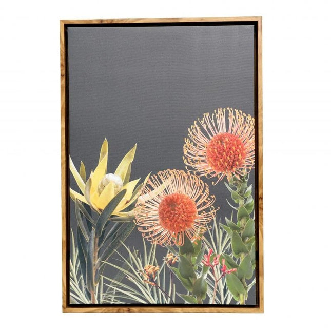 Splosh Flourish Dark Native Framed Canvas 44 x 64 cm
